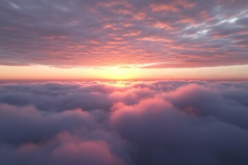 Obraz premium A stunning image of a sunset over fluffy white clouds in the sky