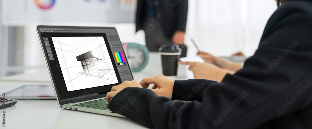 Poster architectural design modish software application for architect business and professional designer
