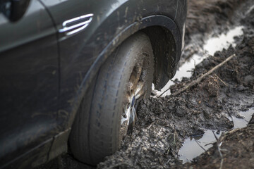 Bogged down car in Collines district, Benin