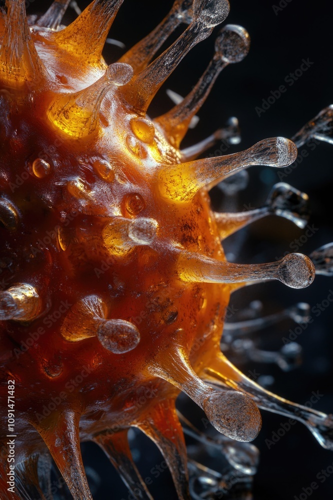 Poster a close-up view of an unusual-looking object with intricate details and textures
