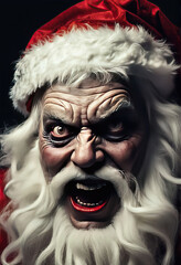 Evil scary ominous santa clause, retro, artwork