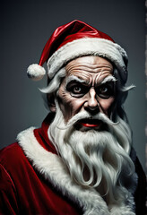 Evil scary ominous santa clause, retro, artwork