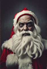 Evil scary ominous santa clause, retro, artwork