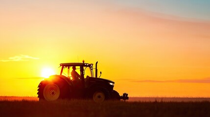 Fototapeta premium Transitioning From Traditional Farming to Synthesized Agriculture at Sunset