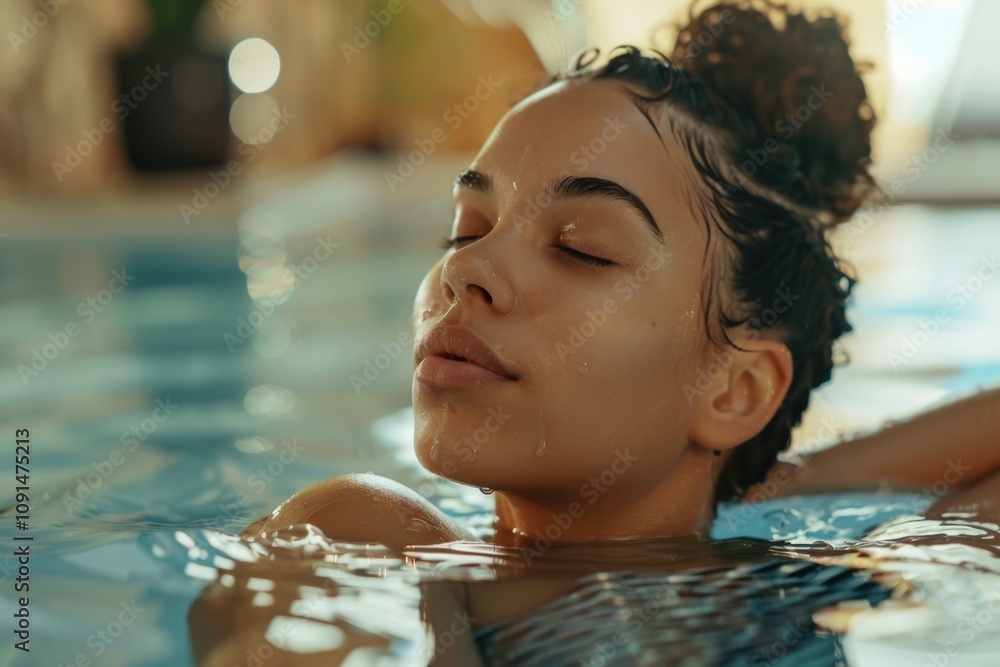 Aufkleber a person relaxing and enjoying the water while their eyes are closed