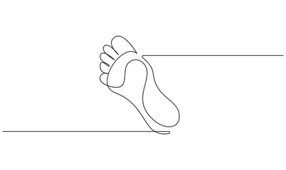 Human foot one continuous line drawing concept of medical. Baby feet minimalist premium vector design