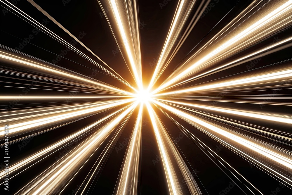 Poster dynamic light flashes enhancing movement and speed against a black background