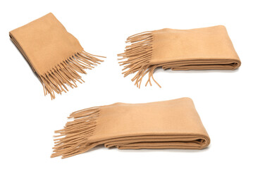 Brown scarf isolated on white background.