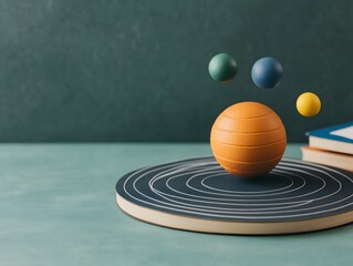 Colorful Solar System Model on a Green Background