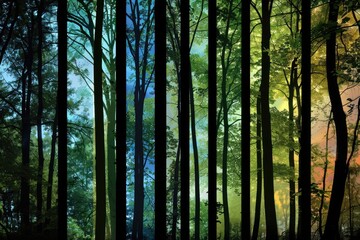 Fototapeta premium A group of trees standing together in a woodland setting