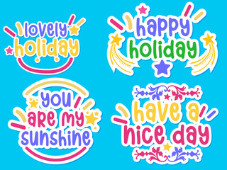 Short wish message with sticker design flat design