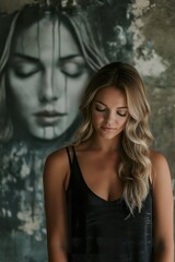 Fototapeta premium Exploring identity through charcoal portraiture in a tranquil space