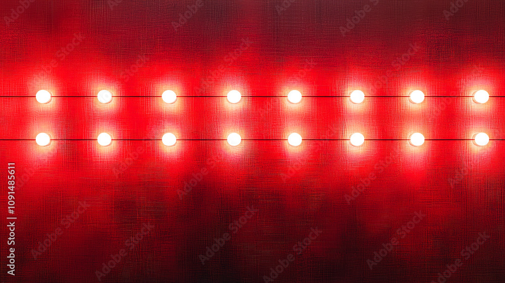 Poster a vibrant row of red led decorative lights against a dark backdrop, casting a warm glow