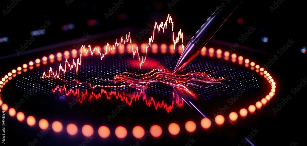 Aufkleber a close-up view of a digital display showing dynamic graph trends
