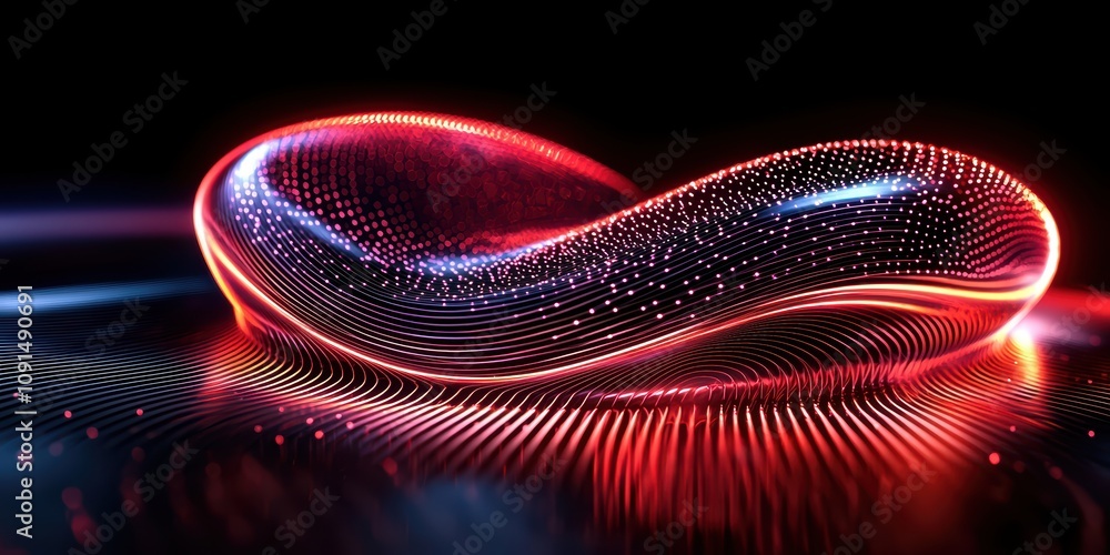 Aufkleber abstract glowing design with a smooth, fluid shape illuminated by vibrant red and blue lights, creat