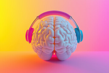 Good hearing, tinnitus, colorful headphones, sound waves, auditory sense, illustration