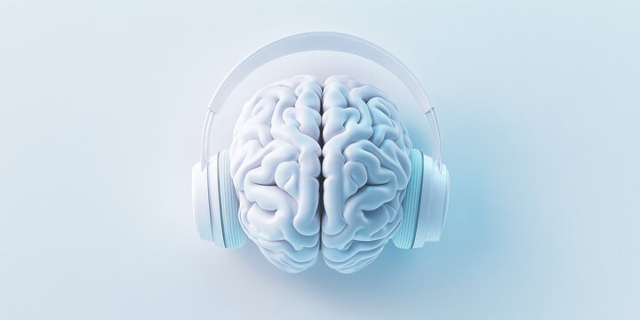 Good hearing, headphones, sound waves, auditory sense, illustration.
