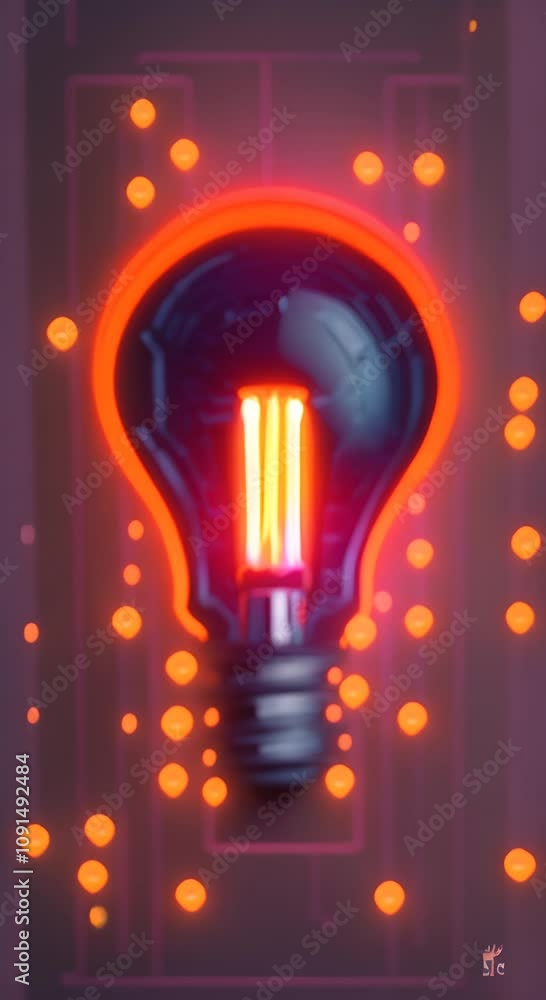 Poster glowing lightbulb on a dark background neon colors concept for data and information analysis the bul