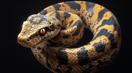 Fototapeta premium A captivating close-up of a colorful snake showcasing its intricate patterns and vibrant colors.