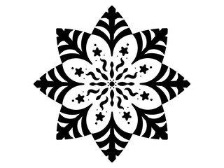 Silhouette black handmade symmetrical black mandala vector illustration art