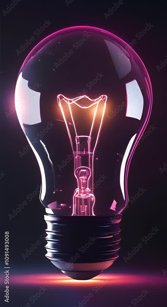 Aufkleber illuminated glowing lightbulb on a dark background neon colors concept for data and information anal