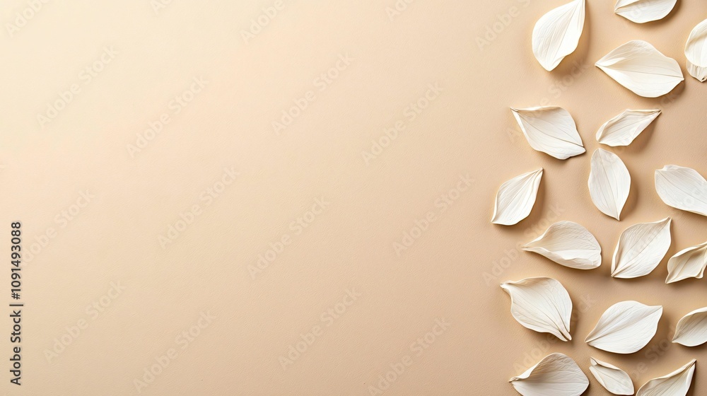Aufkleber minimal flower and color of the year. a minimalistic arrangement of white petal-like shapes on a sof