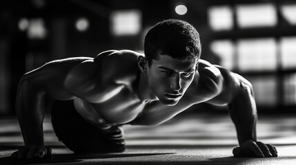 a man is doing push ups on the floor
