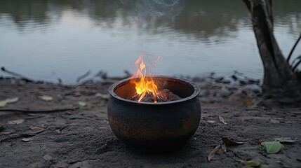 Roasting Ore and Shell Flux by the Riverside Using Primitive Techniques for Metalwork