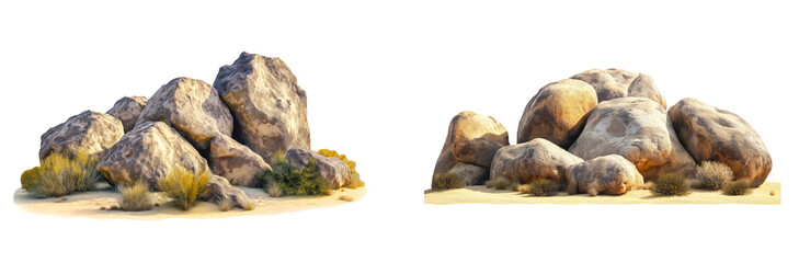 Fototapeta premium Set of desert rocks with dry vegetation
