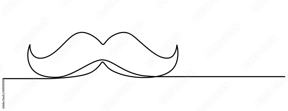 Poster linear background of mustache. one continuous line drawing of a mustache. vector illustration. musta