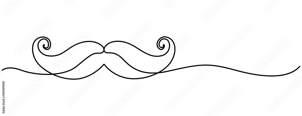Poster linear background of mustache. one continuous line drawing of a mustache. vector illustration. musta