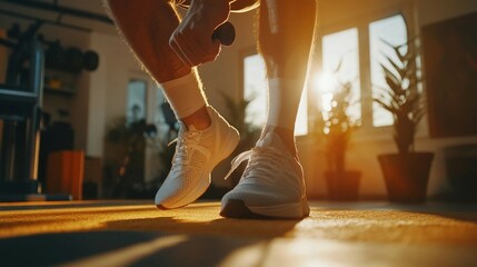 a close up of a person's legs in a gym