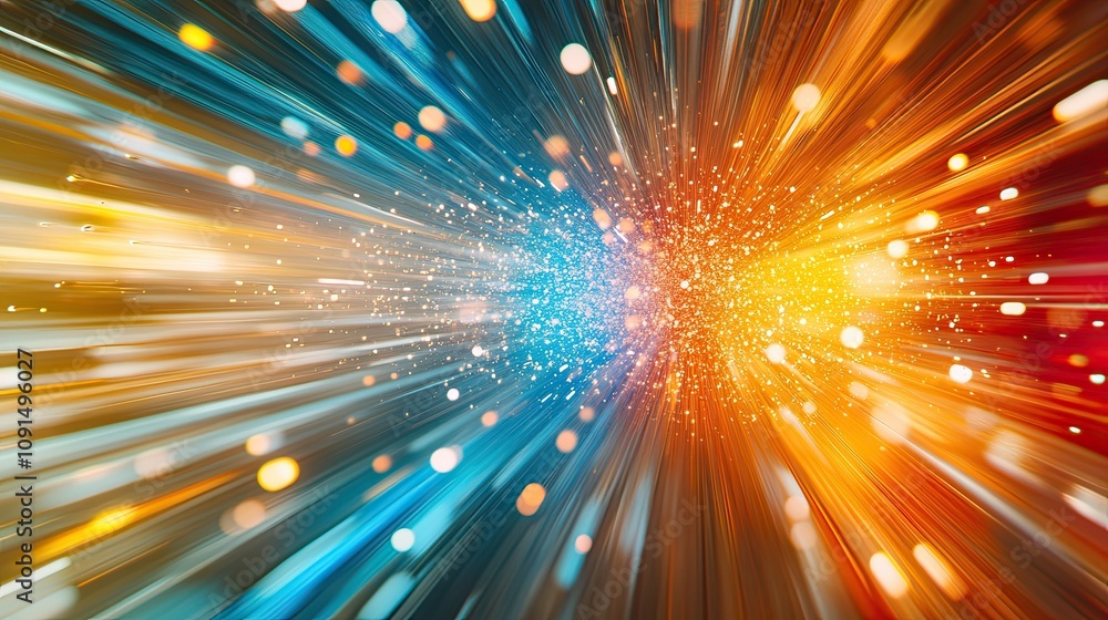Poster Dynamic Clash of Colors and Light Representing the Flow of Time in a Vibrant Visual Narrative