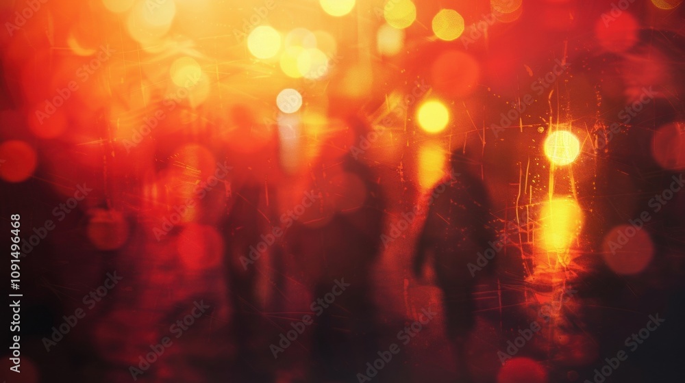 Poster unclear shapes pushing through the resistance driven by their own inner fire.
