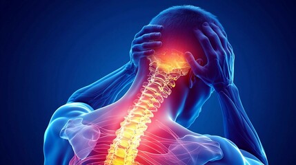 a man holding his neck in pain