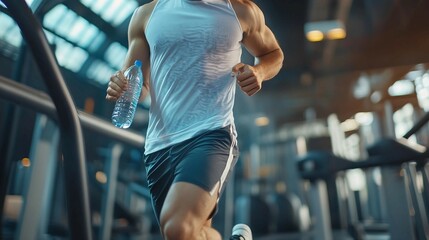 a man running on a treadmill in a gym
