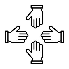Obraz premium Teamwork Hands Vector Line Icon Design