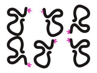 Modern abstract black snake line zodiac sign set vector illustration
