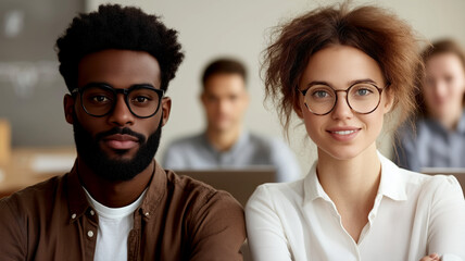 Young professionals collaborating in a modern workspace