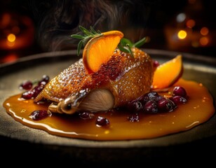 Duck with orange sauce