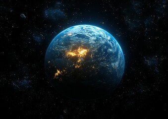Fototapeta premium A close up of the Earth with a bright orange spot on it