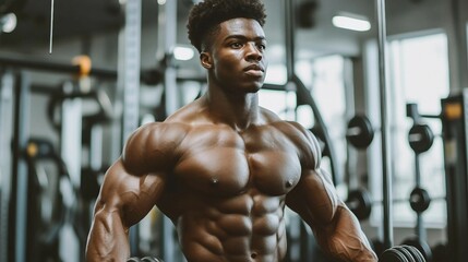 a man is posing for a picture in the gym