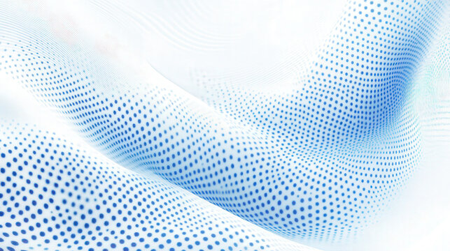 A clean and minimalist representation of digital pulses in blue and white, moving in synchronized waves
