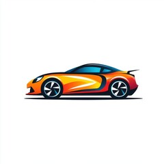 Fototapeta premium Stylish red and orange sports car illustration with sleek lines and modern design features.