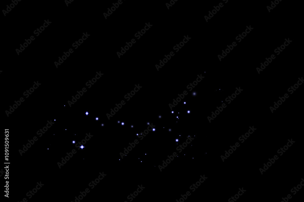 Poster glowing light effect with many glitter particles isolated on black background. vector star cloud wit