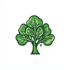 Obraz premium A vibrant green tree illustration with lush leaves, symbolizing growth and nature's beauty.