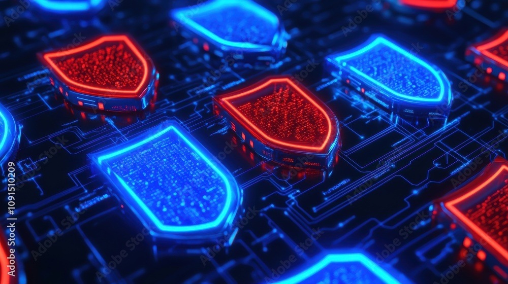 Poster firewalls and cybersecurity protect against security risks. next generation firewall technology visu