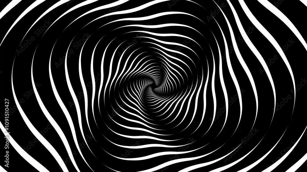 Aufkleber Black and White Wavy Lines Abstract Pattern: A mesmerizing optical illusion of swirling lines creates a hypnotic effect in this minimalist abstract pattern.