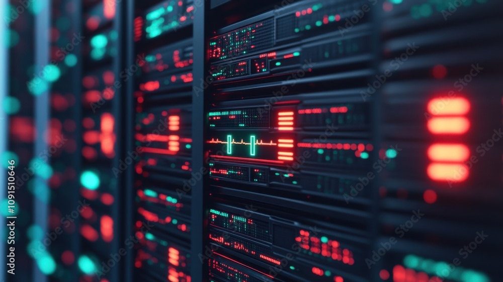 Poster firewalls and cybersecurity protect against security risks. secure healthcare data visualization con