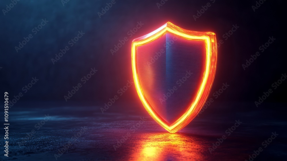 Aufkleber a glowing shield icon representing protection and security in a digital context.